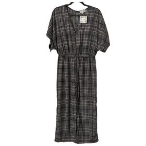 EcoVibe Women’s Plaid Secretary Pullover Front Slit Dress with Pockets Size L‎